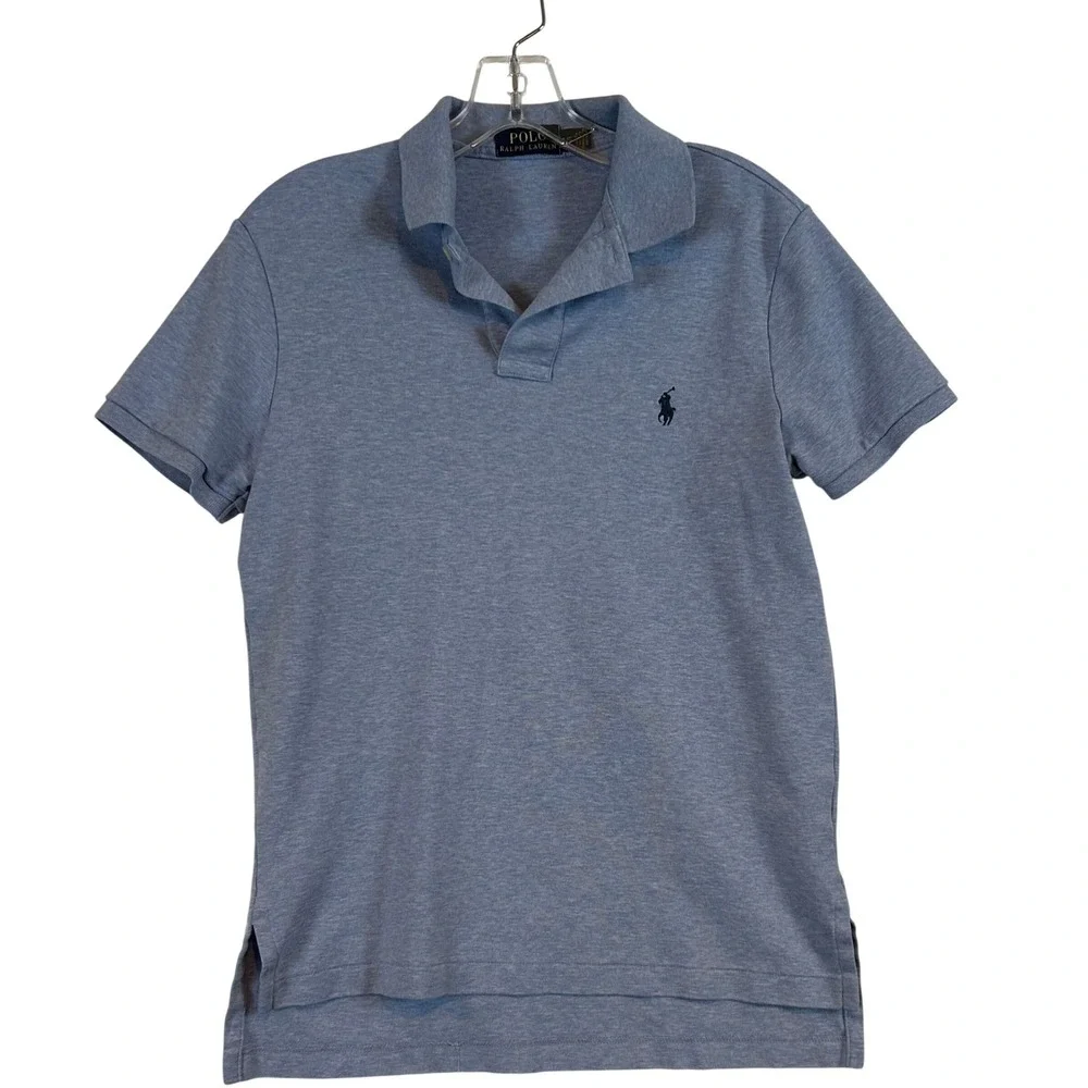 Polo Ralph Lauren Mens Small Blue Heathered Short Sleeve Jersey Polo Shirt Prep